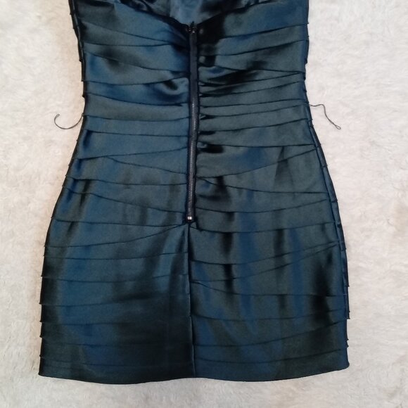 Bebe Womens Dark Blue Satin Badge Cocktail Dress Size M - Picture 6 of 7